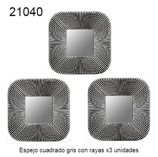 Imagen de ESPEJO CUADRADO X3 GRIS CON RAYAS 3.24